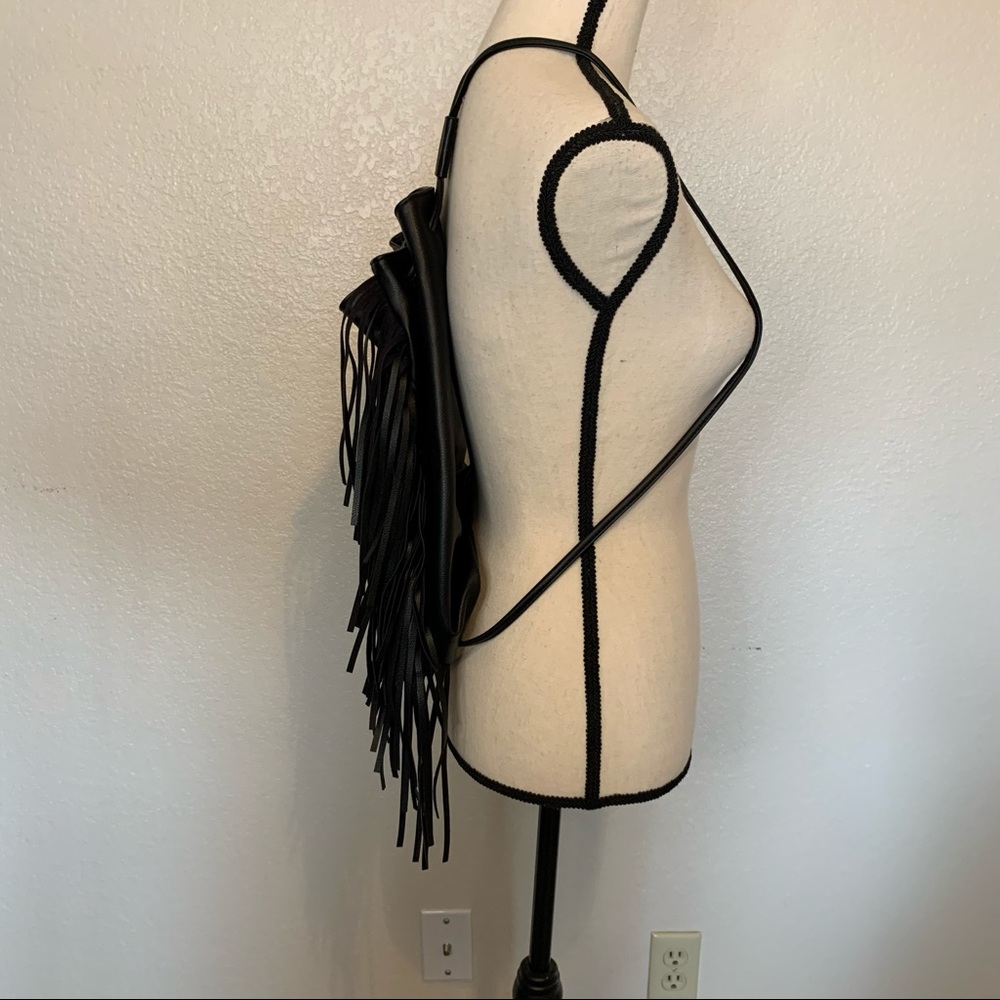 Victoria’s Secret Black Fringe Backpack Faux Leather From The 2015 Runway Show - Picture 10 of 14